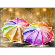 N-160 Картина (Цветные зонтики) Алмазная мозаика   27x20см, 25 цветов