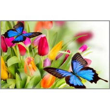 N-246х Картина (Бабочки в тюльпанах) Алмазная мозаика 29x19см,33 цвета