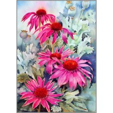 N-295 Картина (Эхинацея розовая) Алмазная мозаика 27x20см, 21 цвет
