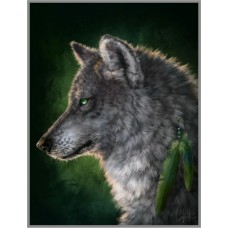 N-332х Картина (Волк) Алмазная мозаика  20x26см, 27 цветов