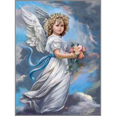 R-939 Картина (Девочка ангел) Алмазная мозаика 40x55см, 36цветов