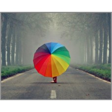SP-360х Алмазная мозаика на подрамнике (Зонт радуга) 40x30 см, 33 цвета