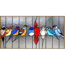 N-195x Картина (Витраж птицы) Алмазная мозаика 28x15см, 22 цвета