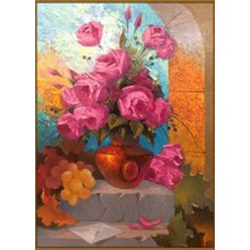 S-509x Картина (Натюрморт с розами) Алмазная мозаика 36x50см, 36 цветов