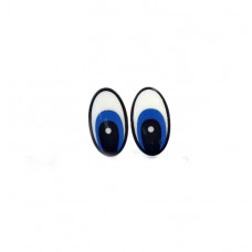 Глазки овальные 17x28мм,рисованные клеевые,чер-бел-голубые