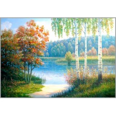 NR-112т Картина (Озеро «Лесное») Алмазная мозаика 29.5x20.5см, 30 цветов