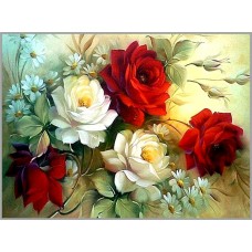 F-478 Картина (Винтажные розы) Алмазная мозаика 40x30см, 35 цветов