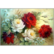 NR-138 Картина (Винтажные розы) Алмазная мозаика 29.5x20.5см, 30 цветов